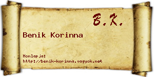 Benik Korinna névjegykártya
